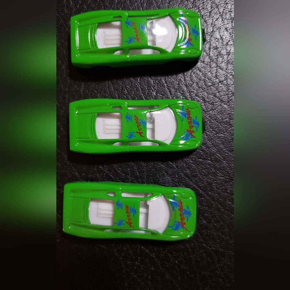 Lot of 3: Arrow Green and White Toy Cars Sleek Modern Design